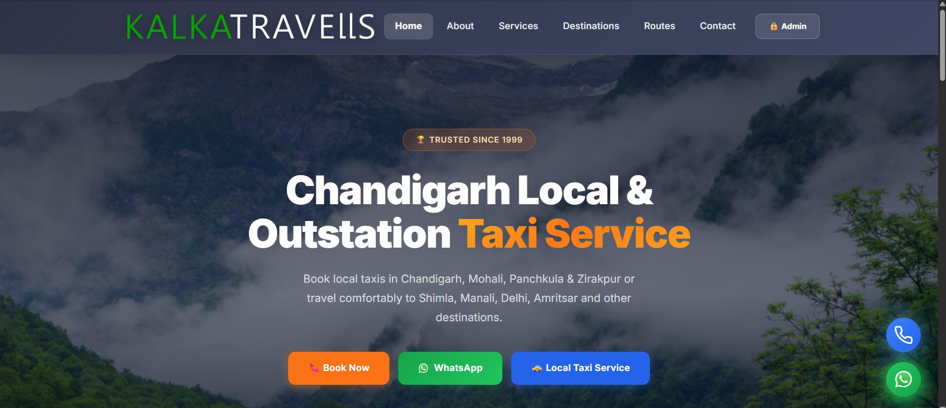 Kalka Travells website preview